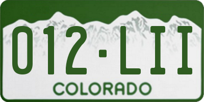 CO license plate 012LII