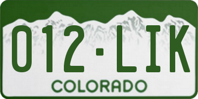 CO license plate 012LIK