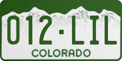 CO license plate 012LIL