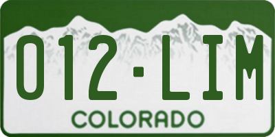 CO license plate 012LIM