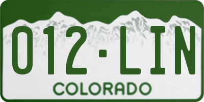 CO license plate 012LIN