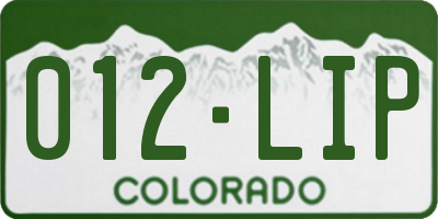 CO license plate 012LIP