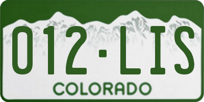 CO license plate 012LIS