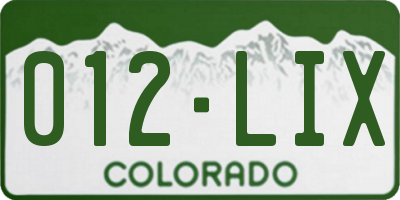 CO license plate 012LIX
