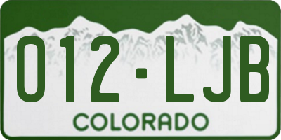 CO license plate 012LJB