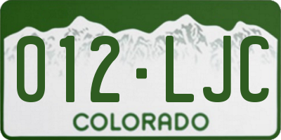 CO license plate 012LJC