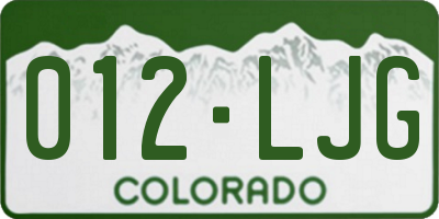 CO license plate 012LJG