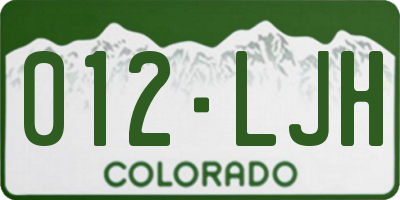 CO license plate 012LJH