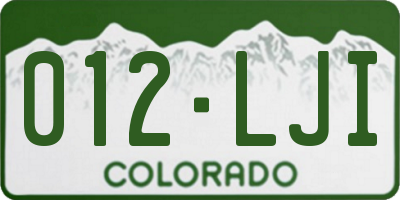 CO license plate 012LJI