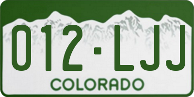 CO license plate 012LJJ