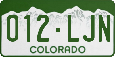 CO license plate 012LJN