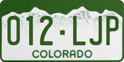 CO license plate 012LJP