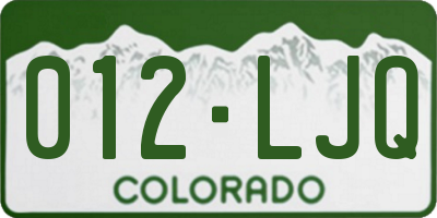 CO license plate 012LJQ