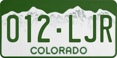 CO license plate 012LJR