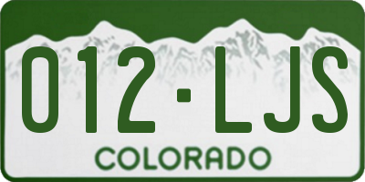 CO license plate 012LJS