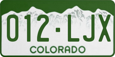 CO license plate 012LJX