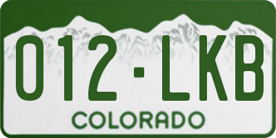 CO license plate 012LKB
