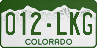 CO license plate 012LKG