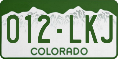 CO license plate 012LKJ