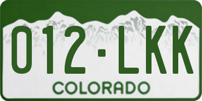CO license plate 012LKK