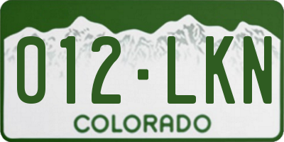 CO license plate 012LKN