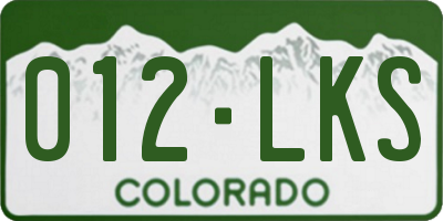 CO license plate 012LKS