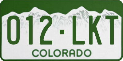 CO license plate 012LKT