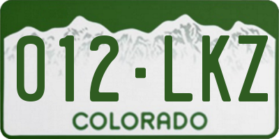 CO license plate 012LKZ