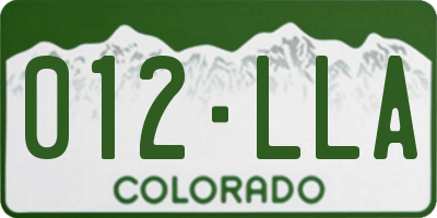 CO license plate 012LLA