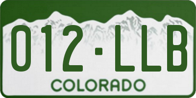 CO license plate 012LLB