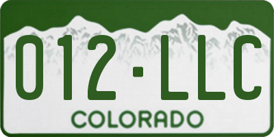 CO license plate 012LLC