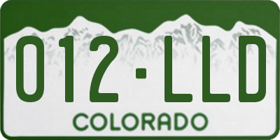 CO license plate 012LLD