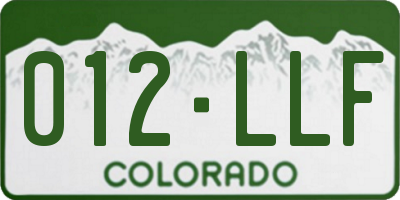 CO license plate 012LLF