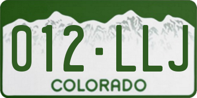 CO license plate 012LLJ