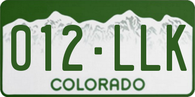 CO license plate 012LLK