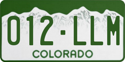 CO license plate 012LLM
