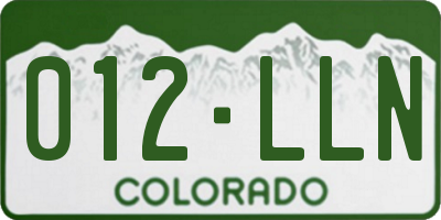 CO license plate 012LLN