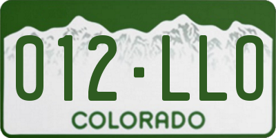 CO license plate 012LLO