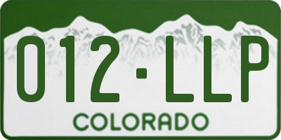 CO license plate 012LLP
