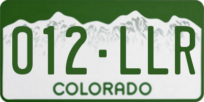 CO license plate 012LLR