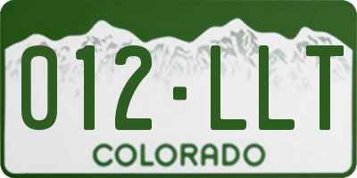CO license plate 012LLT