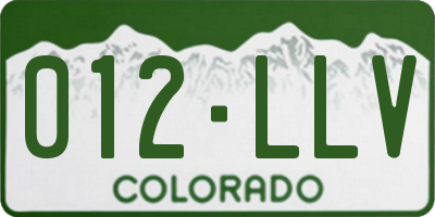 CO license plate 012LLV