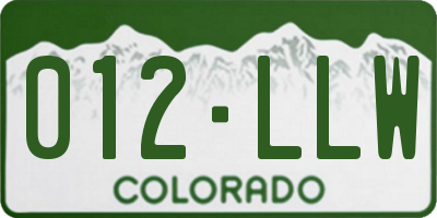 CO license plate 012LLW