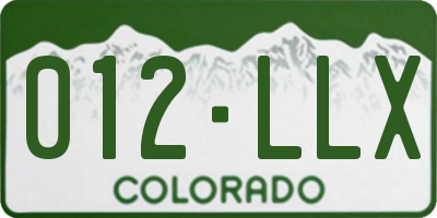 CO license plate 012LLX