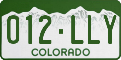 CO license plate 012LLY
