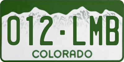 CO license plate 012LMB