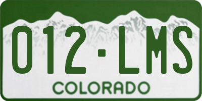 CO license plate 012LMS
