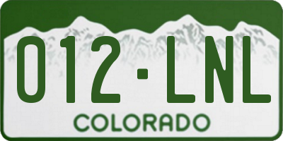 CO license plate 012LNL