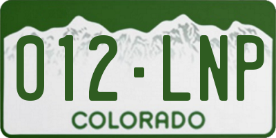 CO license plate 012LNP