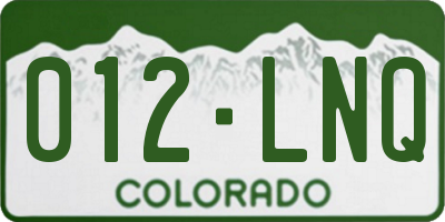 CO license plate 012LNQ